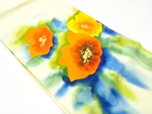 塩瀬金彩抽象花模様暈し名古屋帯